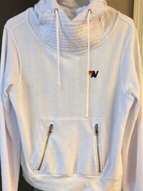 Aviator Nation White Ninja Hooded Sweatshirt, size XS